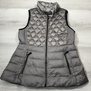Calvin Klein Performance Quilted Down Vest Gray M Women's Full Zip Pockets